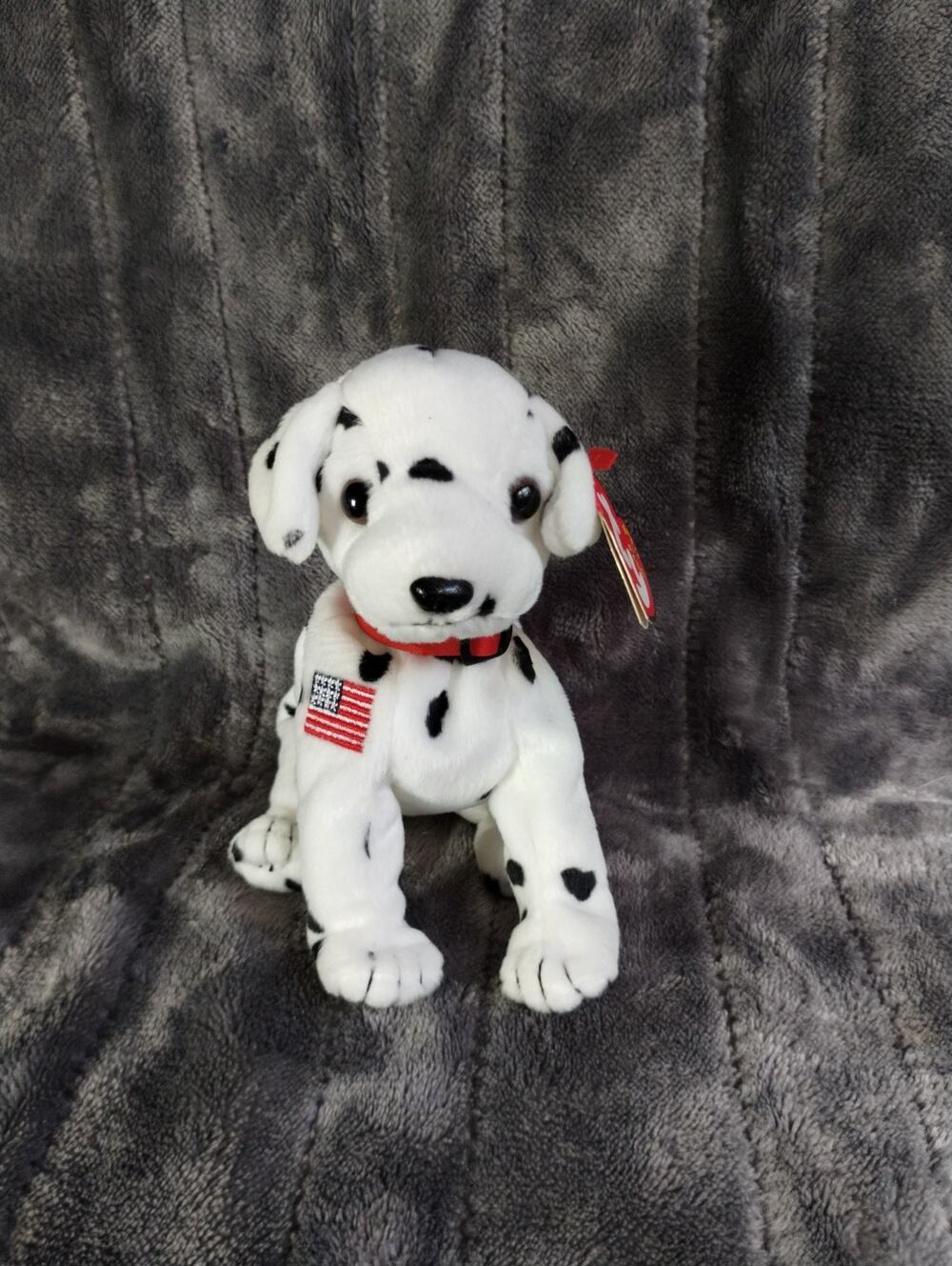 Ty Rescue Dalmatian Beanie Baby 9/11 Tribute USA Flag Plush 8" Tags